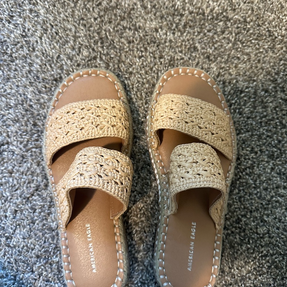 American Eagle Outfitters Women's Woven Tan Sandals